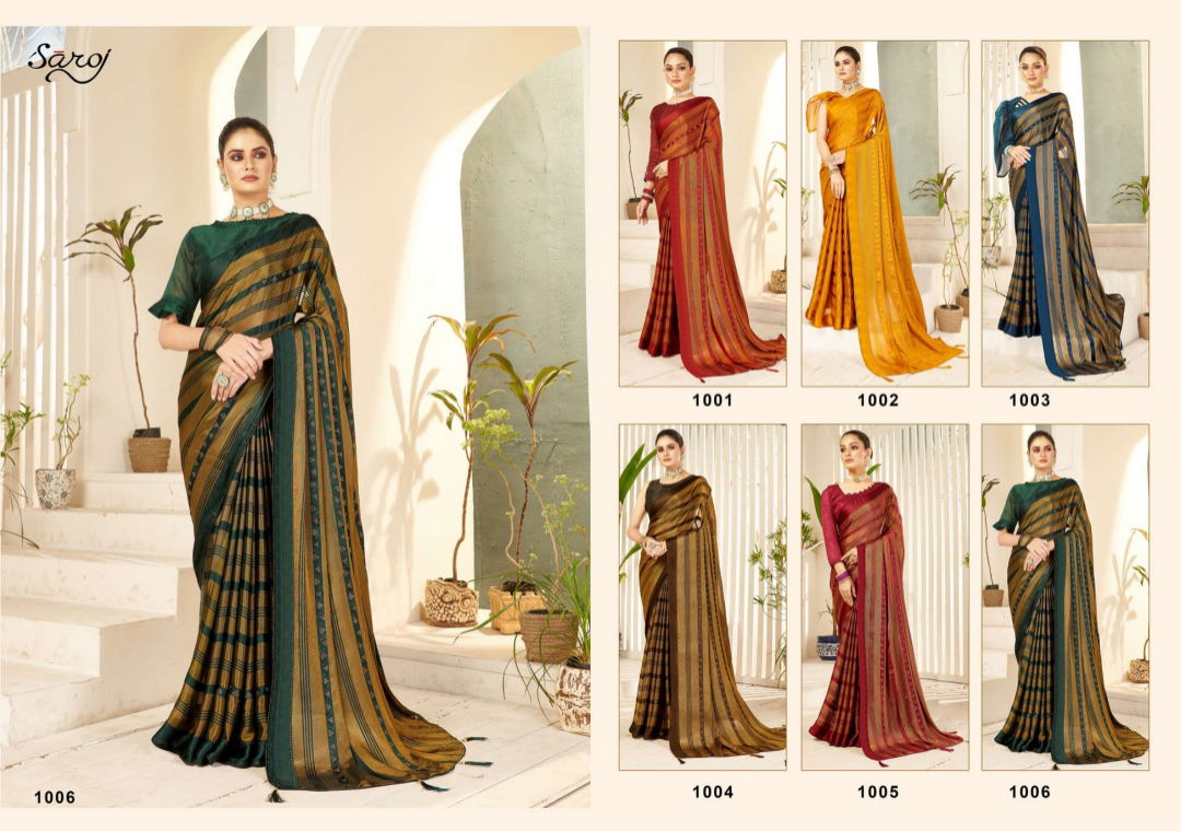 Saroj Rihana Latest Fancy Wear Georgette Designer Saree Collection
